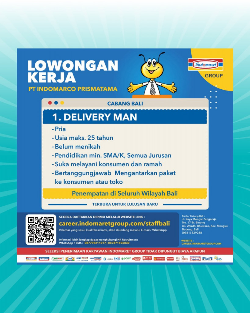 info loker dari PT. INDOMARCO PRISMATAMA, untuk kualifikasi dan persyaratan yuk cek postingan di atas Sobat Perinaker.